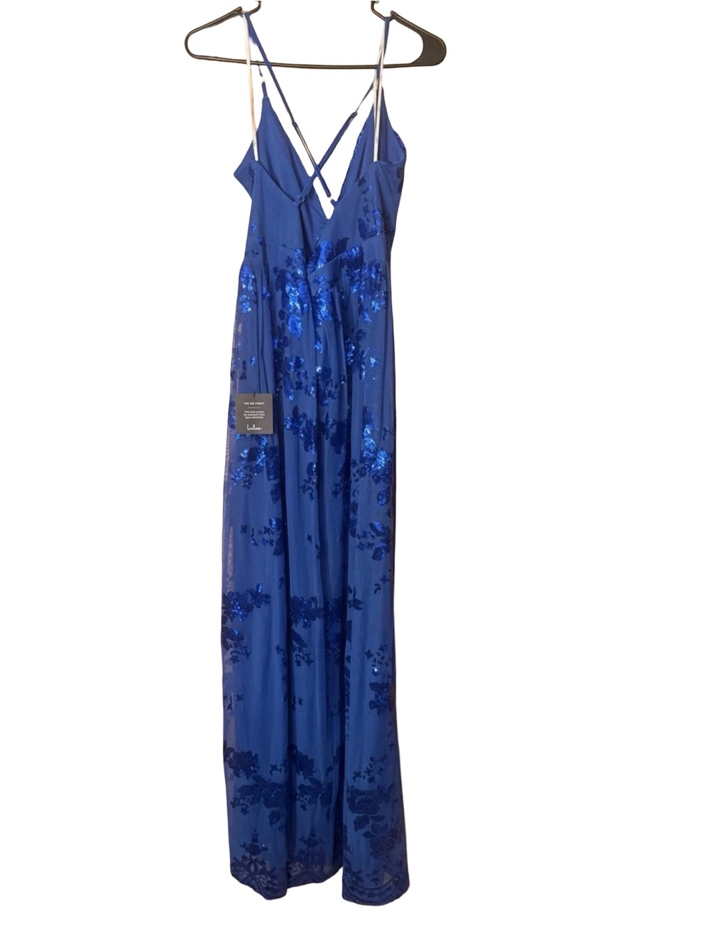 Lulus Captivating Essence Blue Sequin Backless Maxi Dress - Size M - NWT - Picture 11 of 11